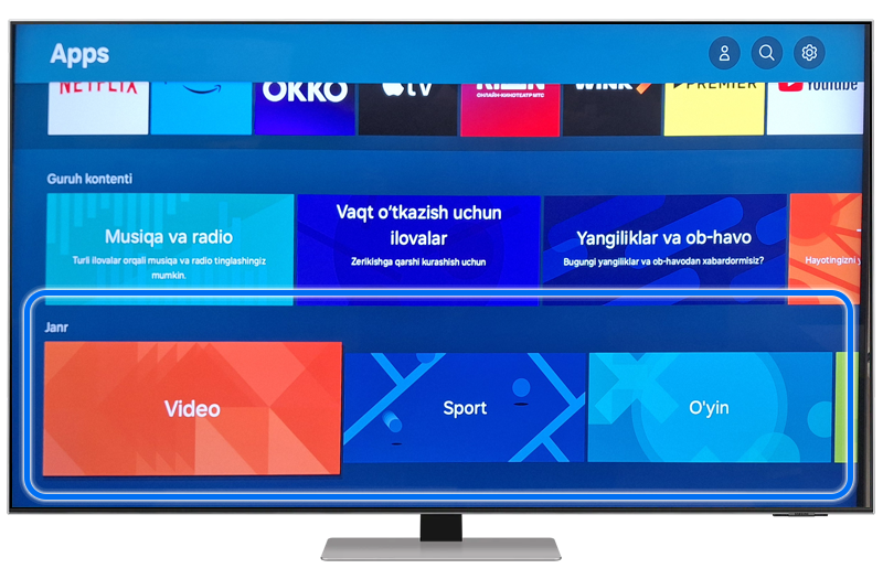 Televizorda toifalar bo'yicha qidirish