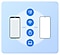 Hai điện thoại thông minh được hiển thị. Giữa các thiết bị là cáp USB, Wi-fi, thiết bị lưu trữ và biểu tượng máy tính xách tay. Ở giữa đang kết nối hai thiết bị để cho biết rằng dữ liệu có thể truyền thông qua các tùy chọn khác nhau.
