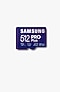 Một thẻ nhớ microSD PRO Plus ở mặt trước màu xanh lam.