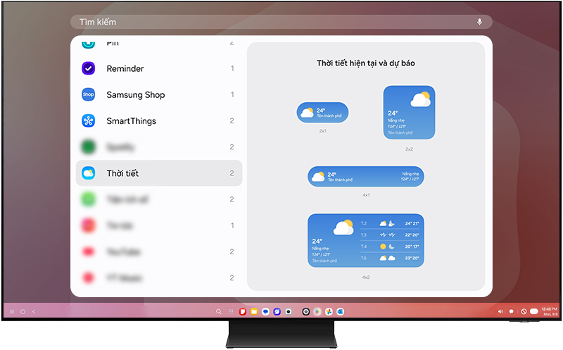 Chọn widget Thời tiết