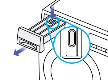 giữ nhấn ngăn kéo bên trong và mở
