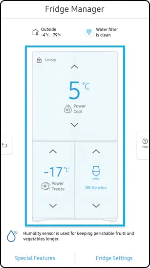 change the temperature on fridge manager
