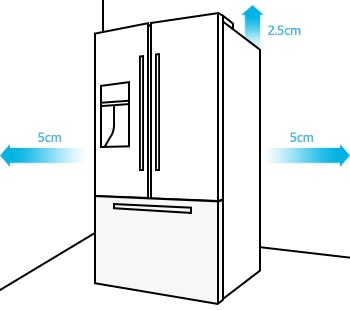 5cm gap between refrigerator and wall