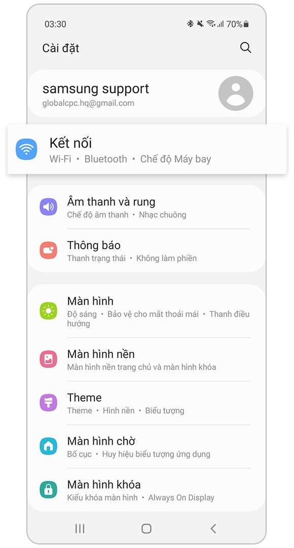 Chọn kết nối cài đặt
