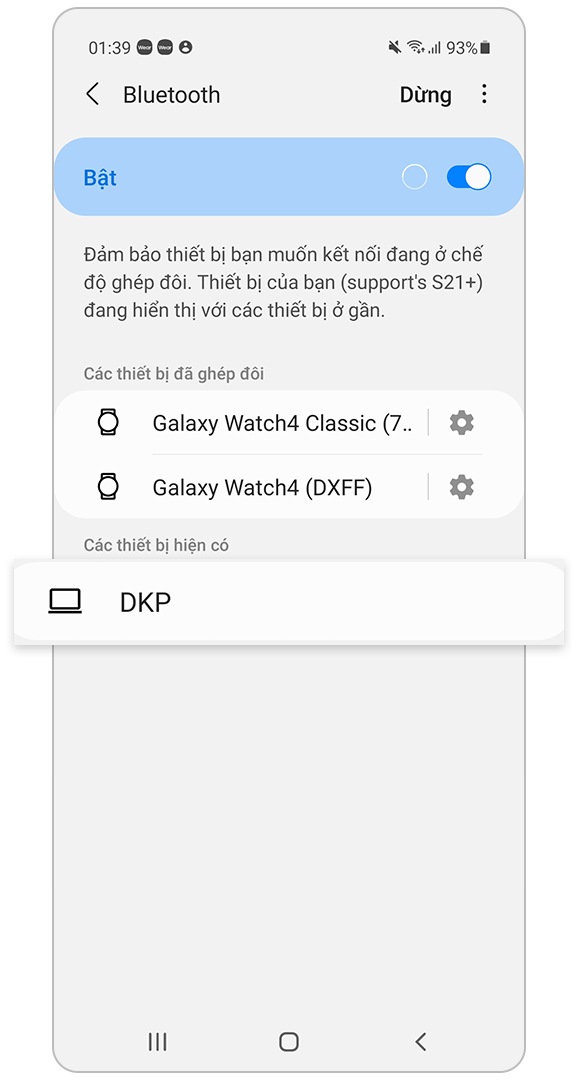 chọn từ các thiết bị ghép nối có sẵn