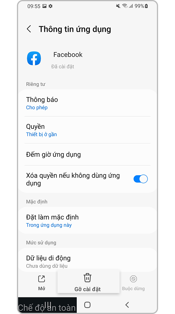 Gỡ cài đặt ứng dụng