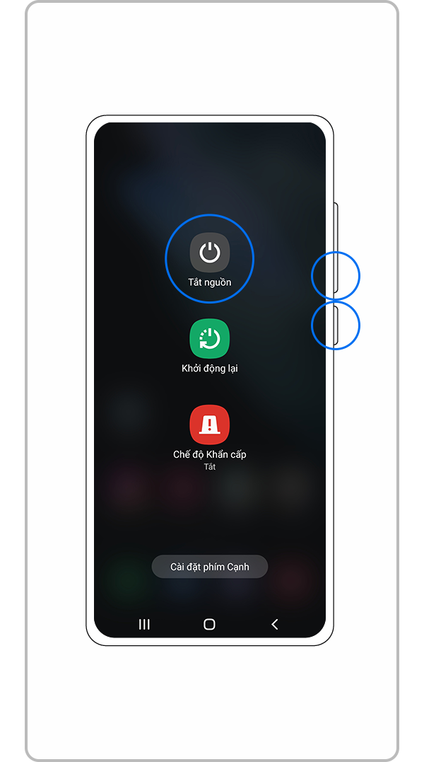 Nhấn và giữ phím Giảm âm lượng và phím Bên để tắt nguồn