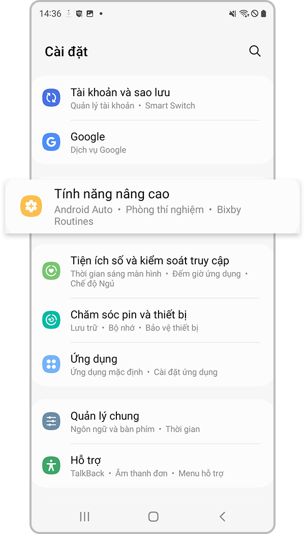 s22 bút s pen thay đổi ứng dụng bước 1