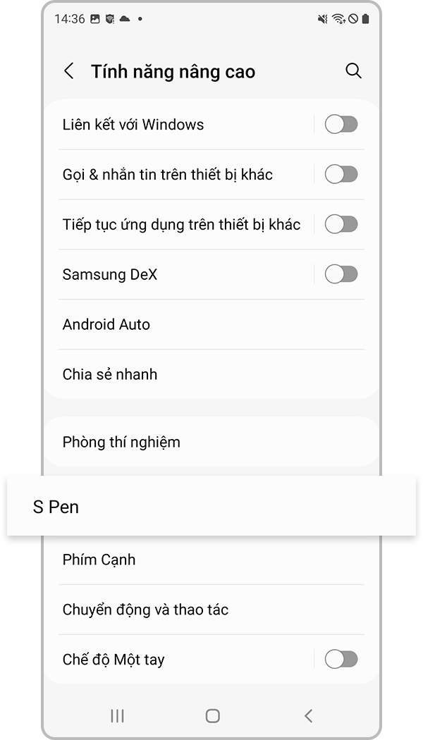s22 bút s pen thay đổi ứng dụng bước 2