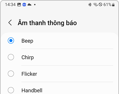Danh sách âm thanh thông báo trong ứng dụng Galaxy Wearable