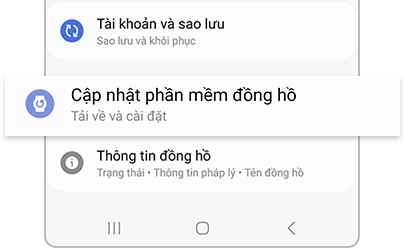 Bản cập nhật phần mềm đồng hồ được chọn trong ứng dụng Galaxy Wearable