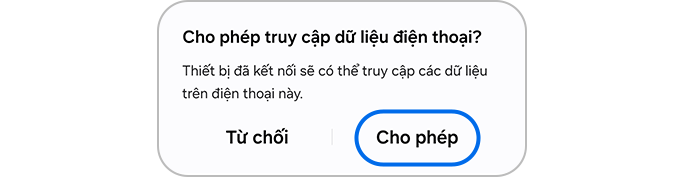 Nhấn vào nút Cho phép để truy cập dữ liệu điện thoại