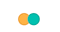 There are two circles of saffron and teal color.