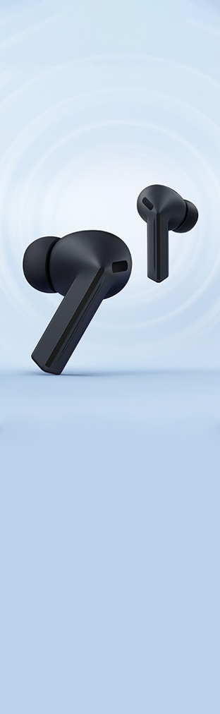 A single, silver colored Galaxy Buds3 Pro earbud. The text 'Galaxy AI is here' with a Galaxy AI icon can be seen.