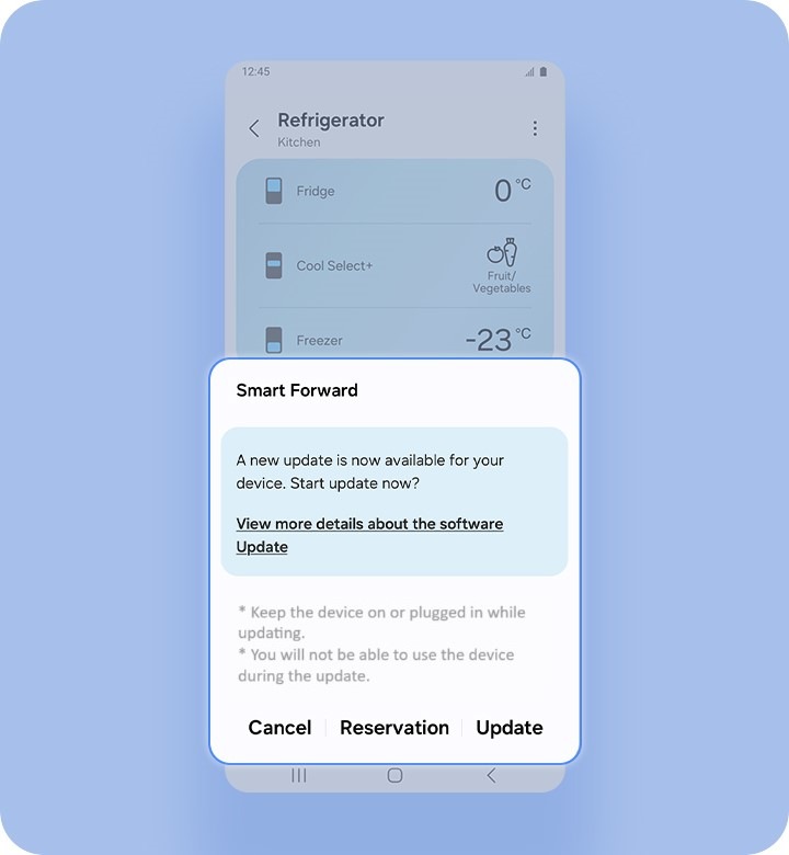 A new update is now available for your device. Start update now? View more details about the software update. Keep the device on or plugged in while updating. You will not be able to use the device during the update.