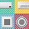 Samsung wall mounted air conditioner is hanging on a wall with white dots on a yellow, blue, and red color background. Samsung wall mounted AC is operating in WindFree™ mode for energy saving.
