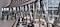 inside of an office building with large glass walls