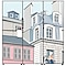 Illustration on Samsung Bespoke fridge design. Illustration shows buildings in Paris, showing windows and chimneys and man stood in window
