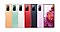 Rearview product shots of Galaxy S20 FE phones in Cloud Orange, Cloud Mint, Cloud White, Cloud Red, Cloud Navy and Cloud Lavender. The last phone is front-facing to reveal multi-coloured red, orange and purple flowers on display.