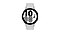 A silver Galaxy Watch4 with a silver sport band