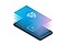 A black Galaxy phone laid flat with a blue Samsung Knox shield icon radiating from its display