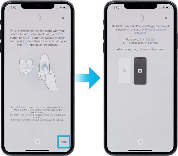press and hold the clock button on the remote control for ios