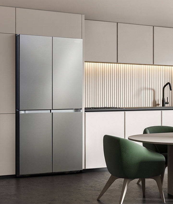 French Door refrigerator in rustic and modern kitchen