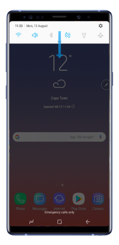 Expand the options in the notification panel