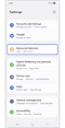 Selecting the Advanced features menu
