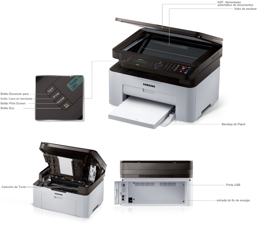 Impressora Samsung Multifucional Sl-m2070 Laser Mono Wi-fi - R$ 929,00 ...