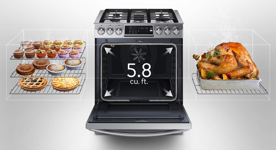 Samsung NX58H9500WS Gas Range, 5.8 cu.ft | Samsung CA