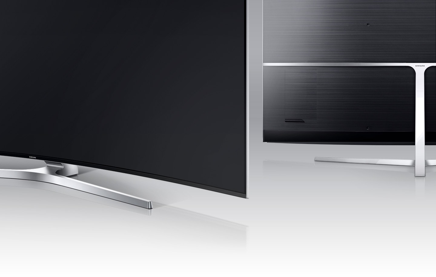 A back angle image of Samsung SUHD TV’s T-stand.
