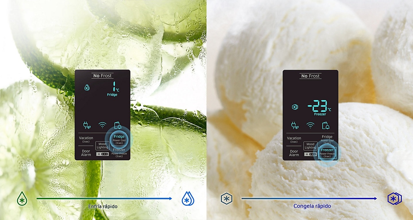 Enfría y congela rápidamente