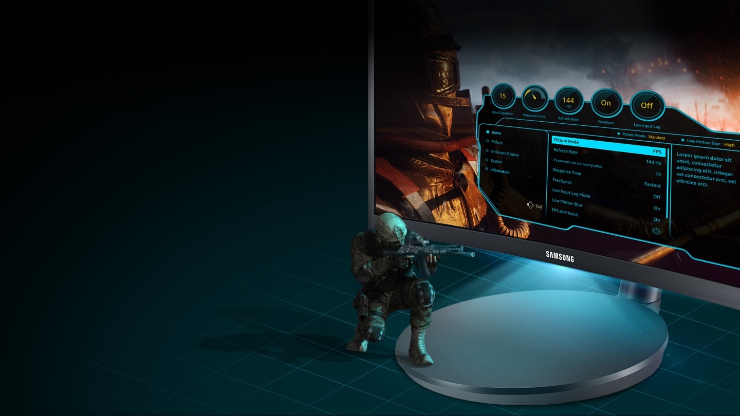 Game-style OSD menu and Sound interactive LED Lighting adds to the fun