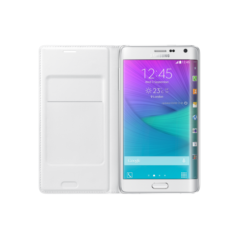 Galaxy Note edge Wallet Flip Cover WN915B Frontal Abierto Blanco