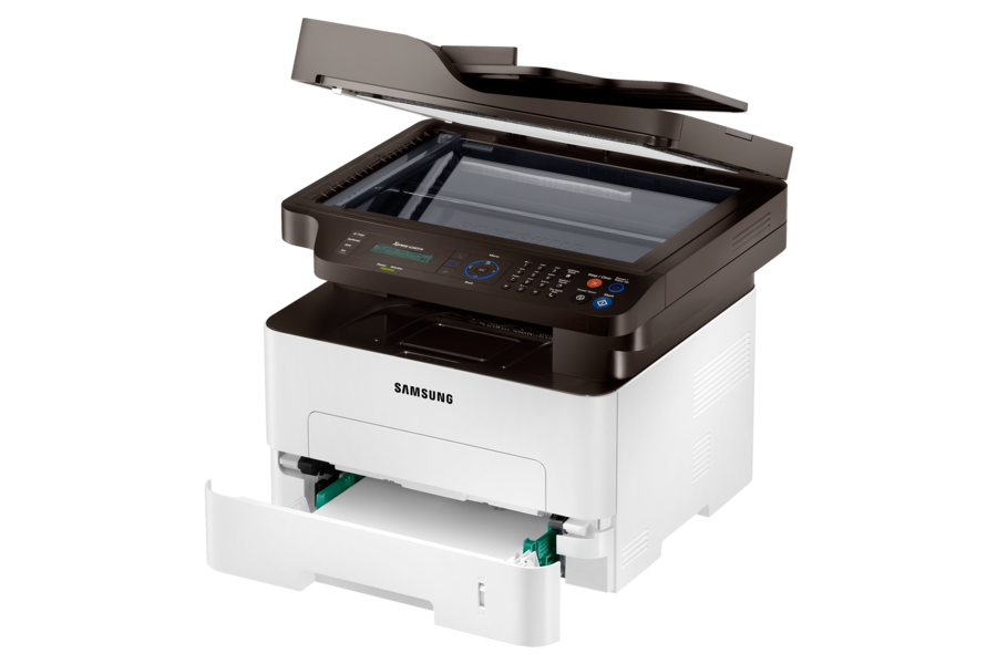 Samsung Xpress M2885FW M2885FW Ángulo izquierdo abierto Blanco