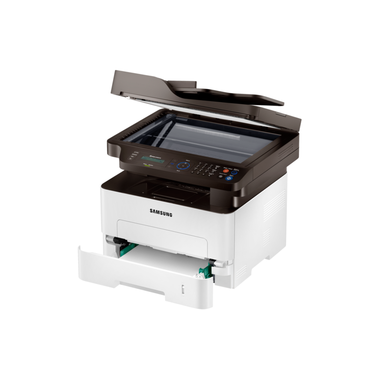 Samsung Xpress M2885FW M2885FW Ángulo izquierdo abierto Blanco