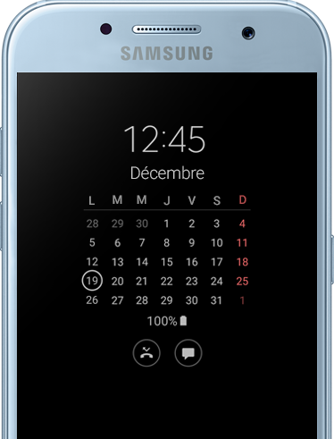 Affichez le calendrier et l'heure instantanément sur le Galaxy A3 (2017).