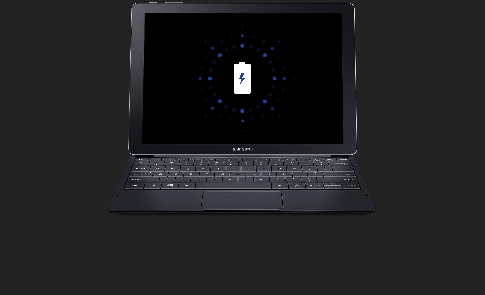 L'icona della batteria è sullo schermo del TabPro S con la tastiera attaccata 