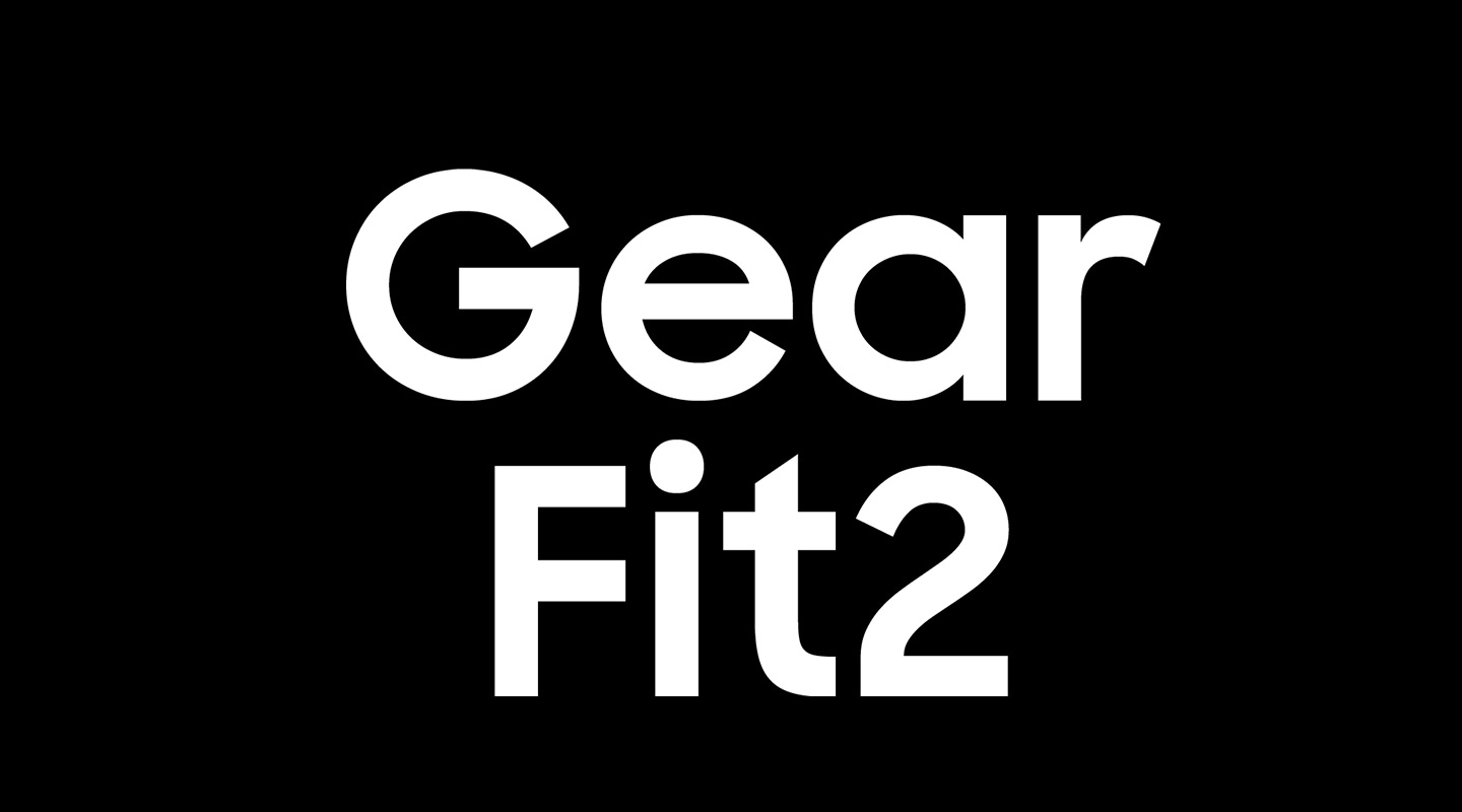 Gear Fit2 slung over the capital letter G on the word Gear Fit2