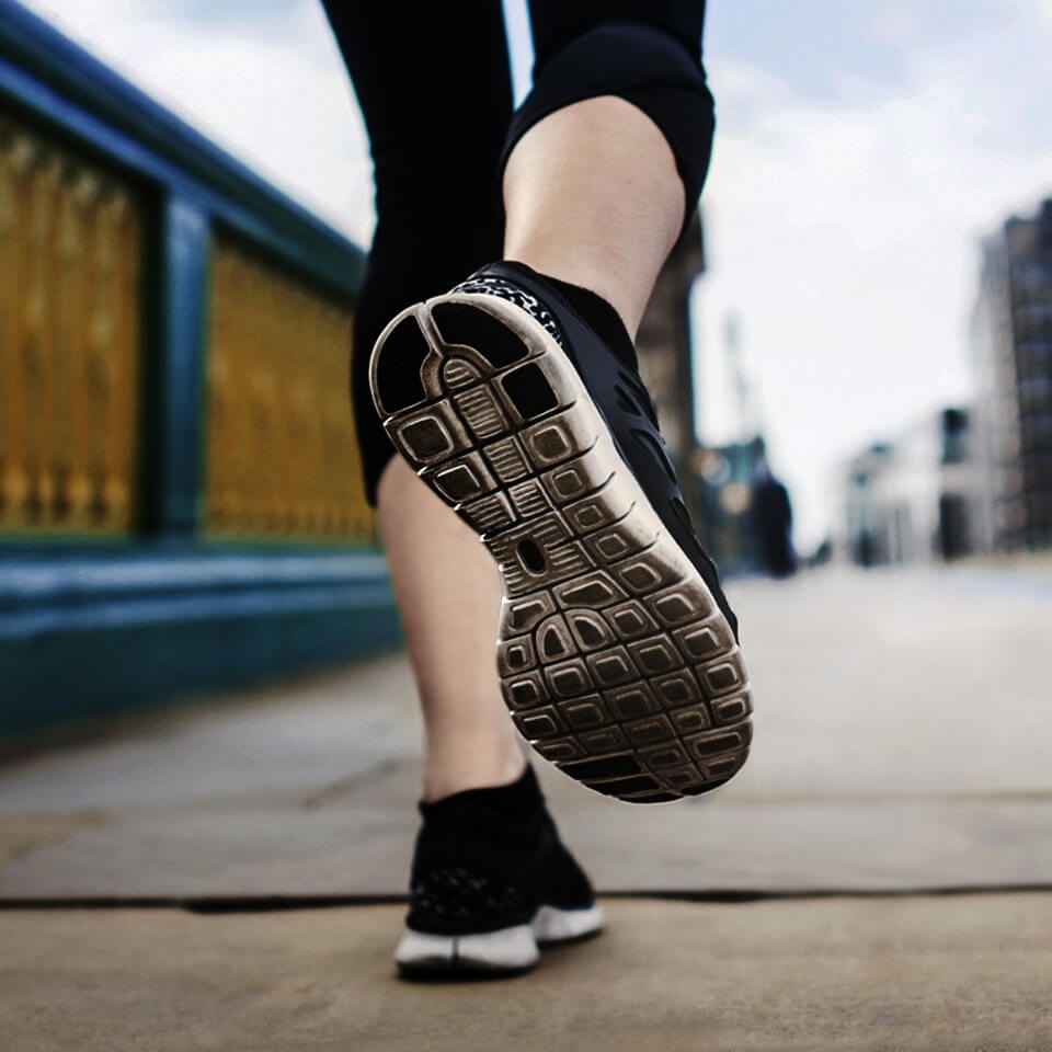 Woman outside running
