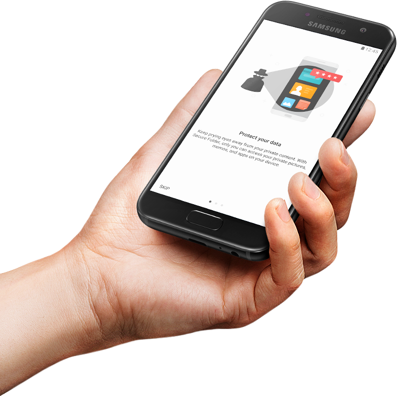 Screen image of the Galaxy A3 (2017) Secure Folder feature when activated.