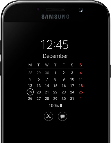 View the date and time in an instant on the Galaxy A7 (2017) with Always on Display.