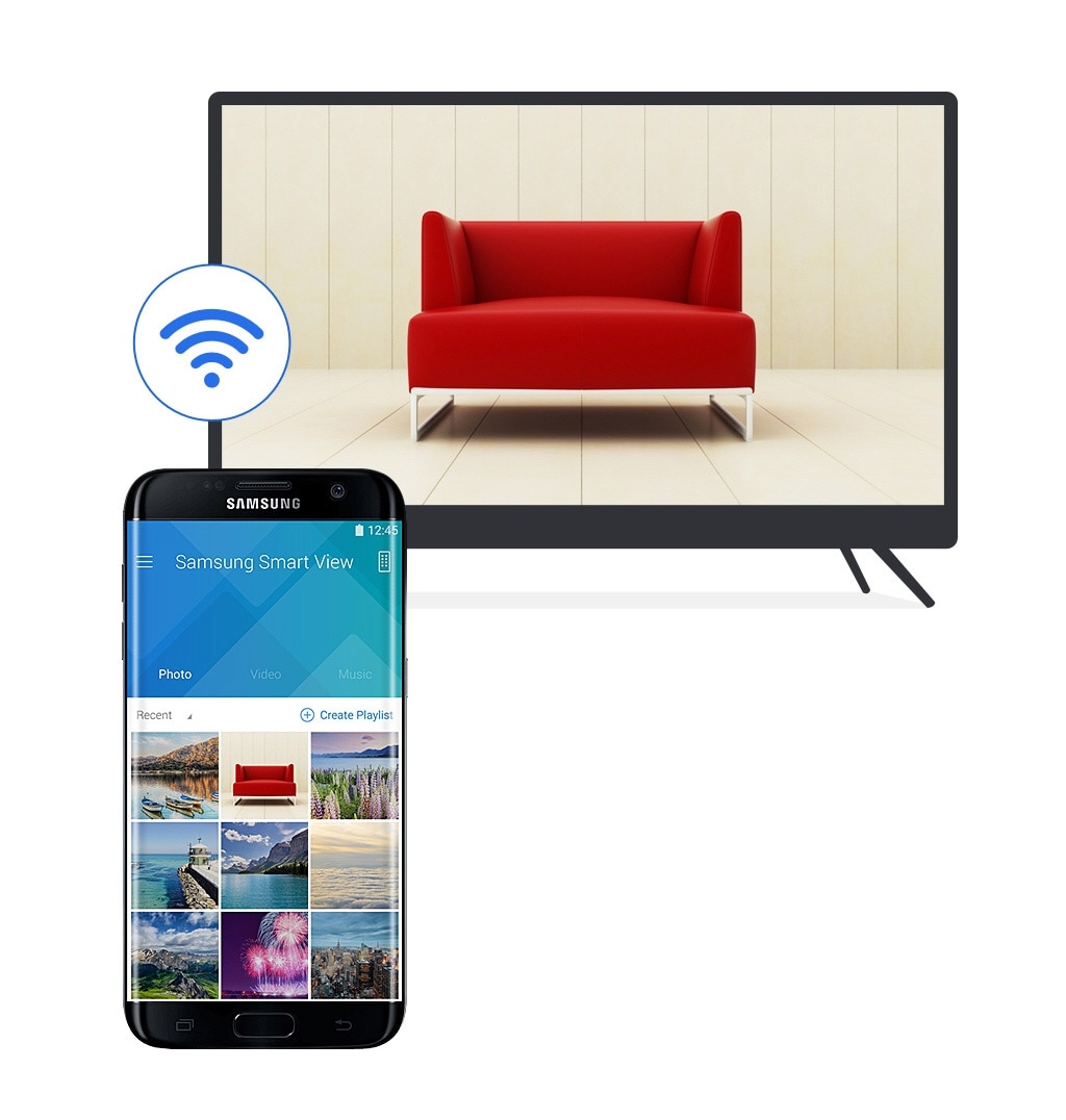 49 inch Full HD flat smart samsung TV with Smart View app Feature