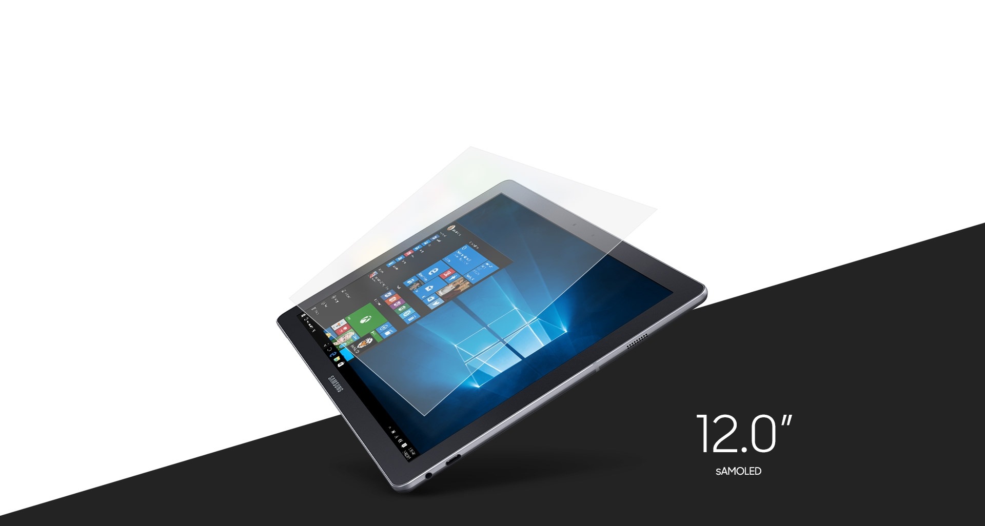 La pantalla táctil de 12 pulgadas es lo suficientemente grande como para que tu Galaxy TabPro S sea una verdadera oficina móvil. Y cuando se trata de relajarse, su hermosa pantalla sAMOLED se convierte en su propio teatro en casa.