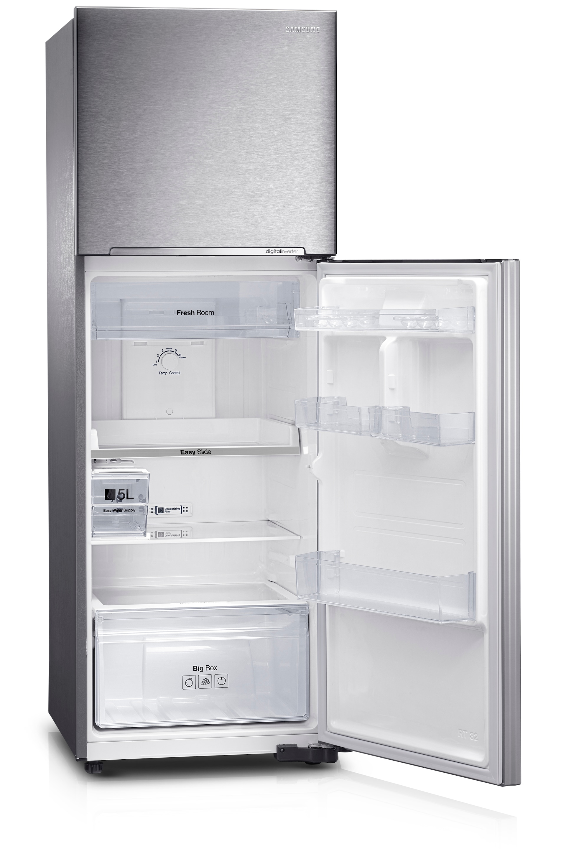 RT-F320G Refrigerador Digital Inverter, 325.62 L, Acero de Fácil