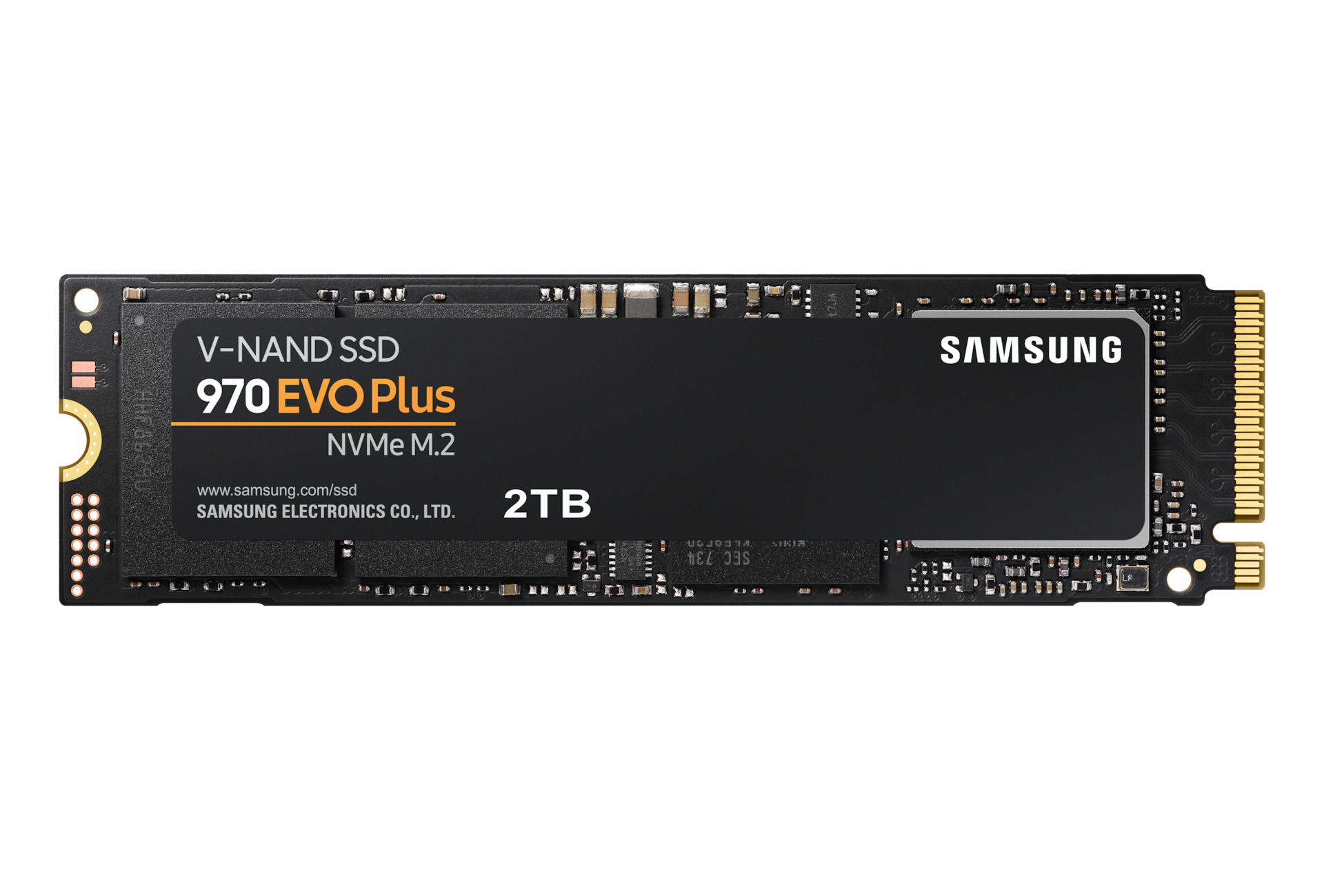 Front View of the Samsung 2TB M.2 PCIe 3 NVMe SSD (EVO+)