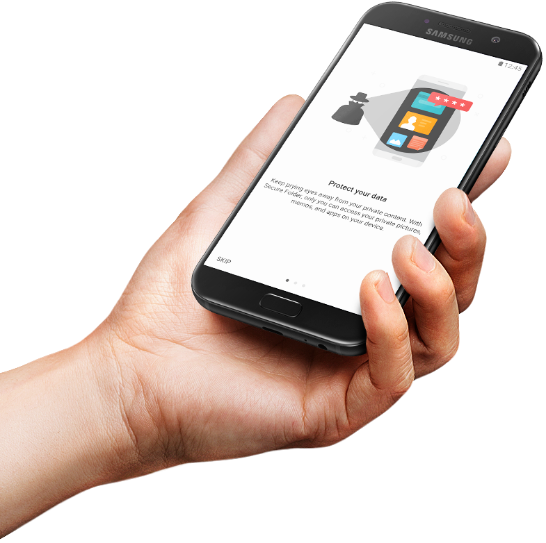 Screen image of the Galaxy A7 (2017) Secure Folder feature when activated.