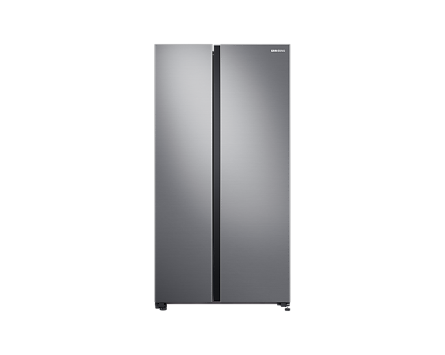 Review the silver cover of Samsung Side by Side double door fridge with Large Capacity (SpaceMax), 680L (RS62R5001M9/ME) & check out the fridge price Malaysia!