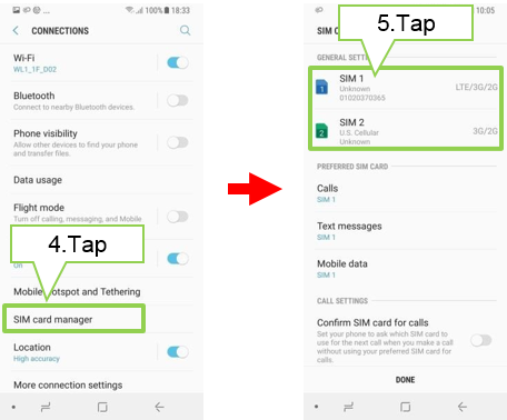 Galaxy A8/A8+: How do I customize the display name and icon of SIM or USIM cards?